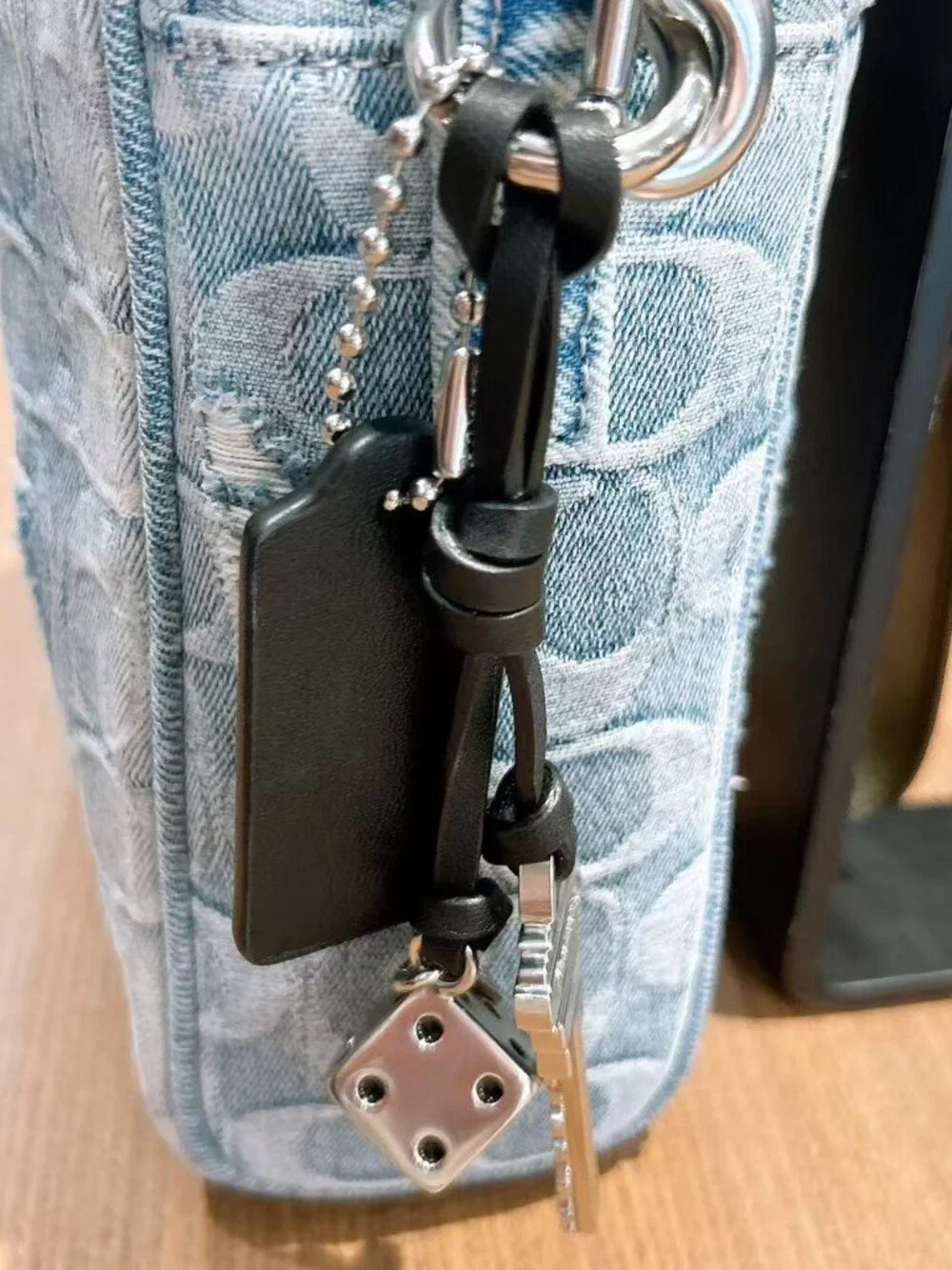 NWT Coach Tristan Crossbody Bag 14 In Loved Signature Denim With Charms CET70